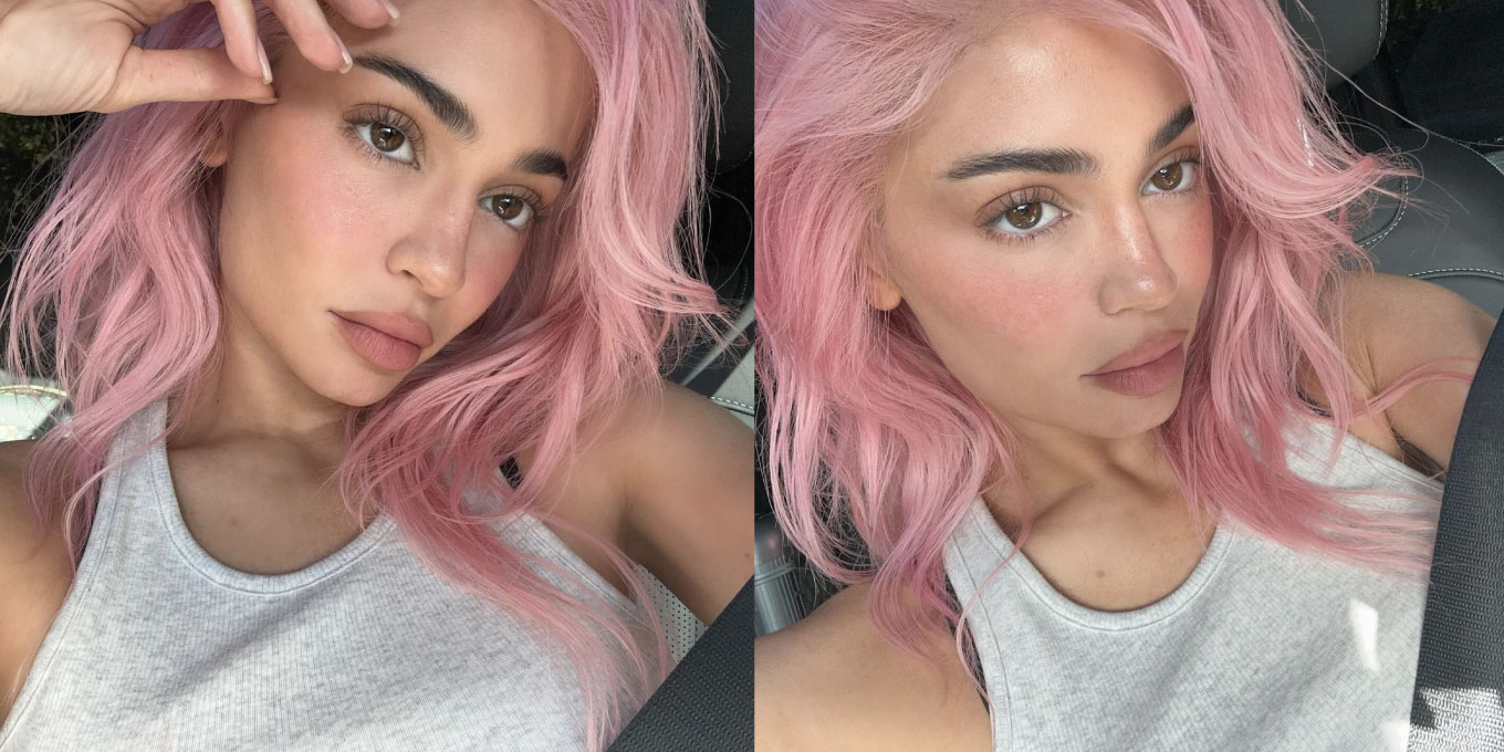 عکس‌های کایلی جنر با مدل موی صورتی 